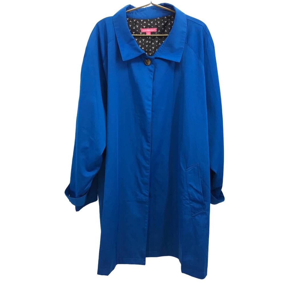 Woman Within Royal Blue Mid Length Trench Coat Plus Size 32W